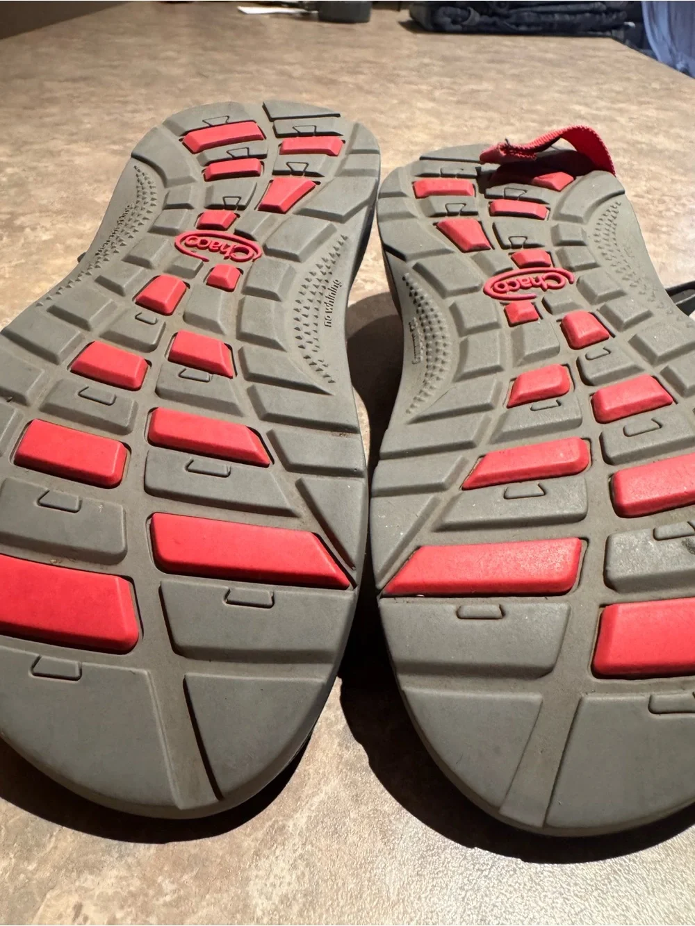 Chaco Red and Black Strappy Outdoor Sandals